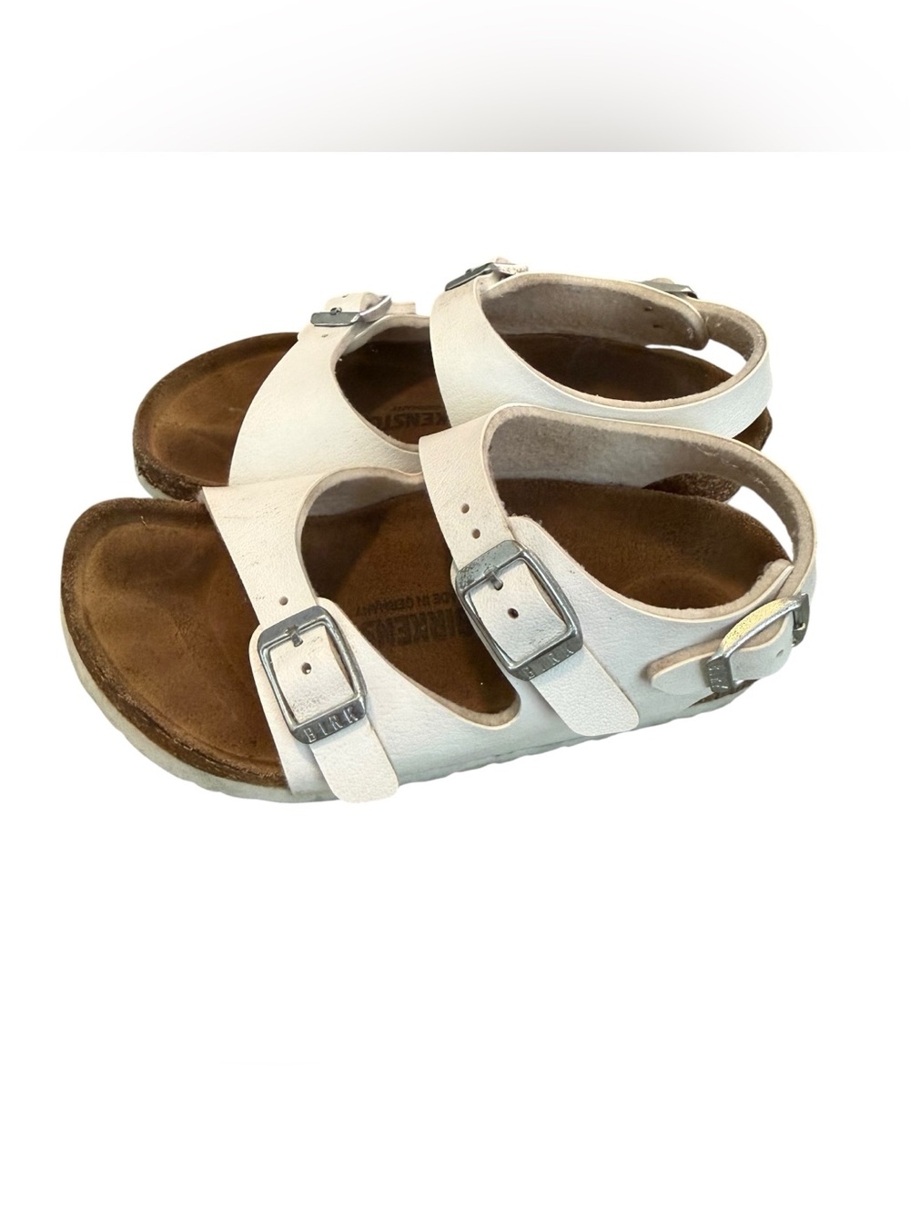 Birkenstock Kids Off-White Two-Strap Buckle Sandals.
